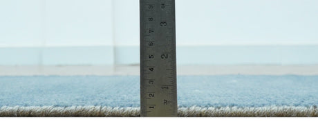 Custom Made Modern Solid Overdyed Light Blue Hand Knotted Wool Area Rug
