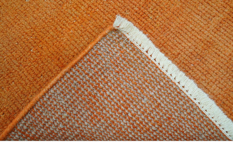 Custom Made Modern Solid Overdyed Orange Hand Knotted Wool Area Rug