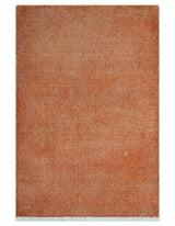 Custom Made Modern Solid Overdyed Rust Hand Knotted Wool Area Rug