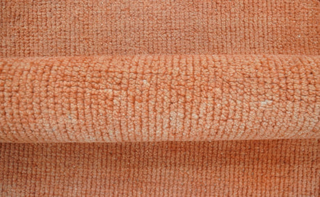 Custom Made Modern Solid Overdyed Rust Hand Knotted Wool Area Rug