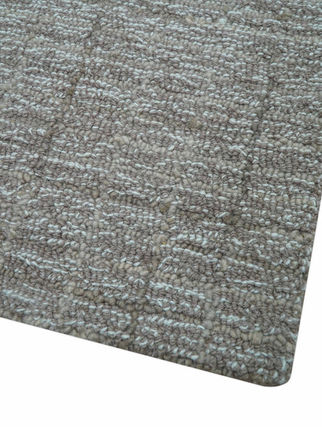 Custom Made Modern Style Brown Hand Tufted Wool Rug