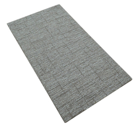 Custom Made Modern Style Brown Hand Tufted Wool Rug