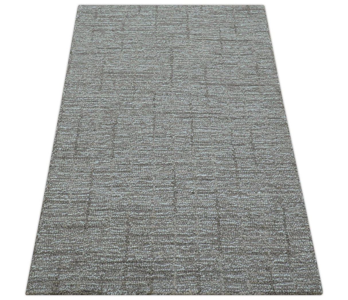 Custom Made Modern Style Brown Hand Tufted Wool Rug