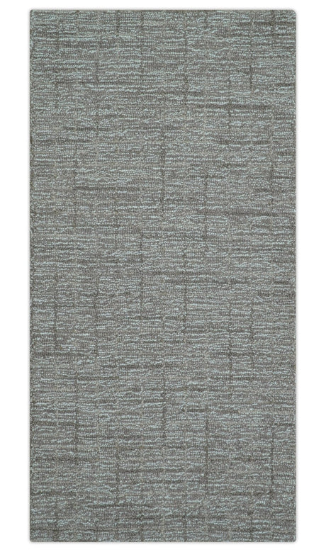 Custom Made Modern Style Brown Hand Tufted Wool Rug