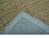 Custom Made Modern Style Hand Tufted Mustard and Brown Wool Rug