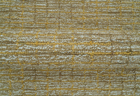 Custom Made Modern Style Hand Tufted Mustard and Brown Wool Rug