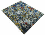Custom Made Multi-color Modern Abstract Hand Tufted Wool-Art Silk Rug
