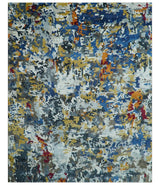 Custom Made Multi-color Modern Abstract Hand Tufted Wool-Art Silk Rug