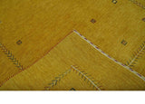 Custom Made Mustard Modern Tribal Design Wool Area Rug