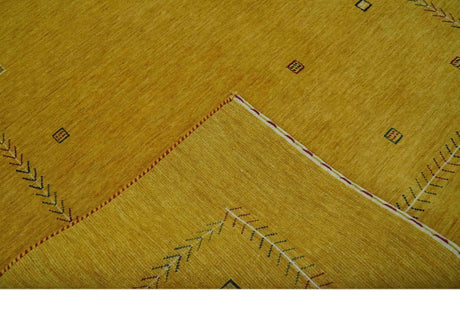 Custom Made Mustard Modern Tribal Design Wool Area Rug