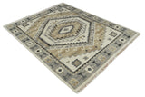 Custom Made Natural Wool Hand Knotted Ivory, Beige and Charcoal Traditional Area Rug, Kids, Living Room and Bedroom Rug