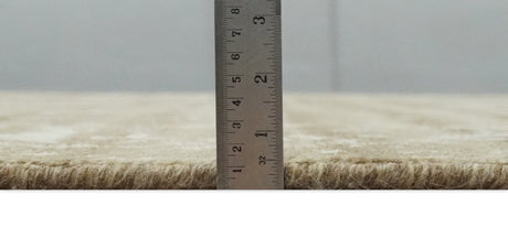 Custom Made Neutral Earthy Brown and Beige Chic Hand Knotted Natural Wool Minimal Area rug