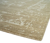 Custom Made Neutral Earthy Brown and Beige Chic Hand Knotted Natural Wool Minimal Area rug-Area Rug-Parc Decor