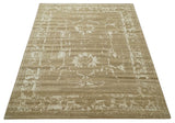 Custom Made Neutral Earthy Brown and Beige Chic Hand Knotted Natural Wool Minimal Area rug-Area Rug-Parc Decor