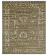 Custom Made Neutral Earthy Brown and Beige Chic Hand Knotted Natural Wool Minimal Area rug