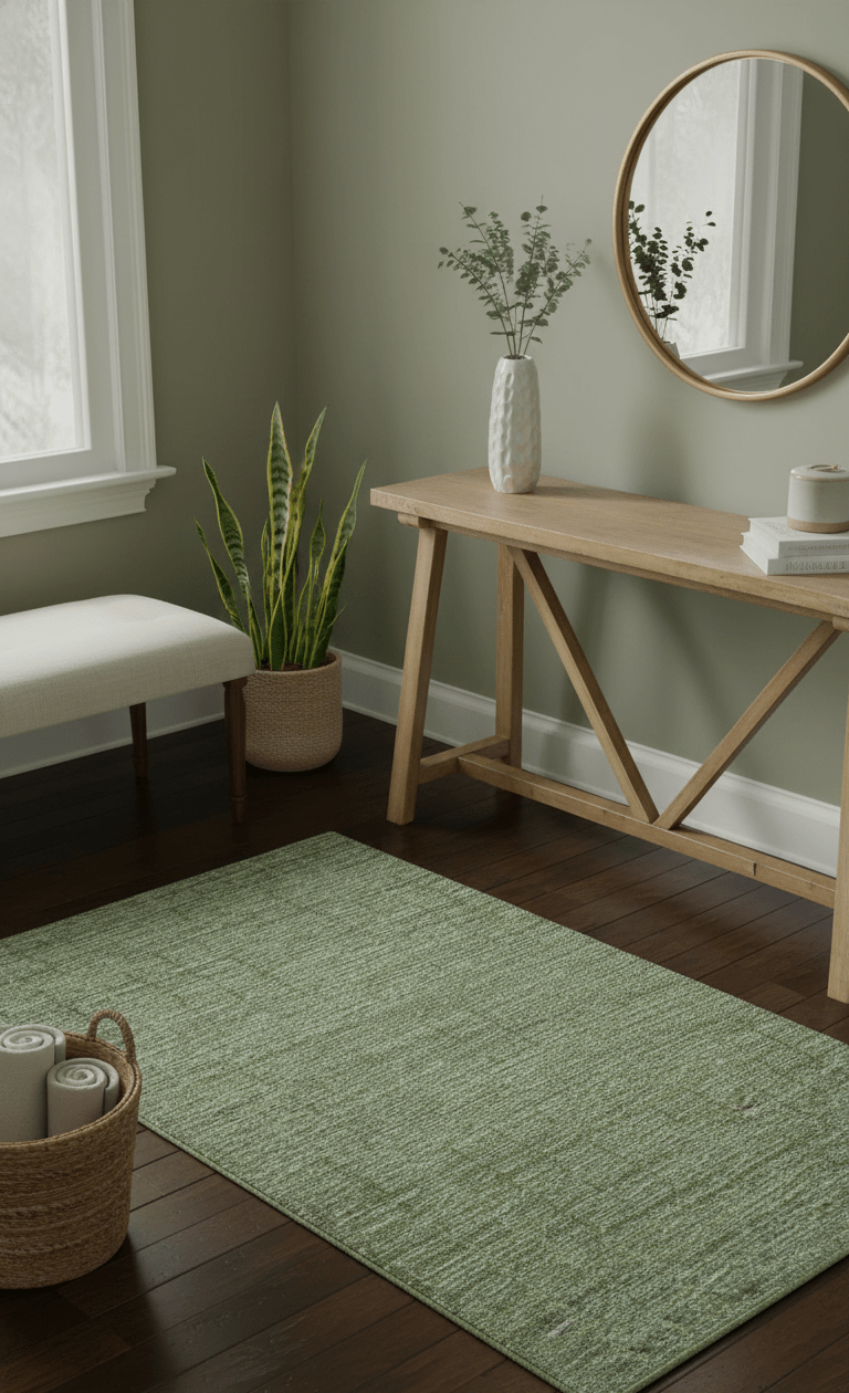 Custom Made Olive and Beige Modern Style Hand Tufted Wool Rug