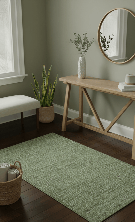 Custom Made Olive and Beige Modern Style Hand Tufted Wool Rug