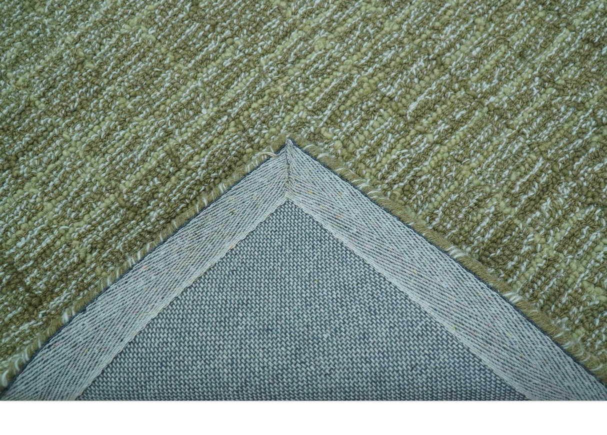 Custom Made Olive and Beige Modern Style Hand Tufted Wool Rug