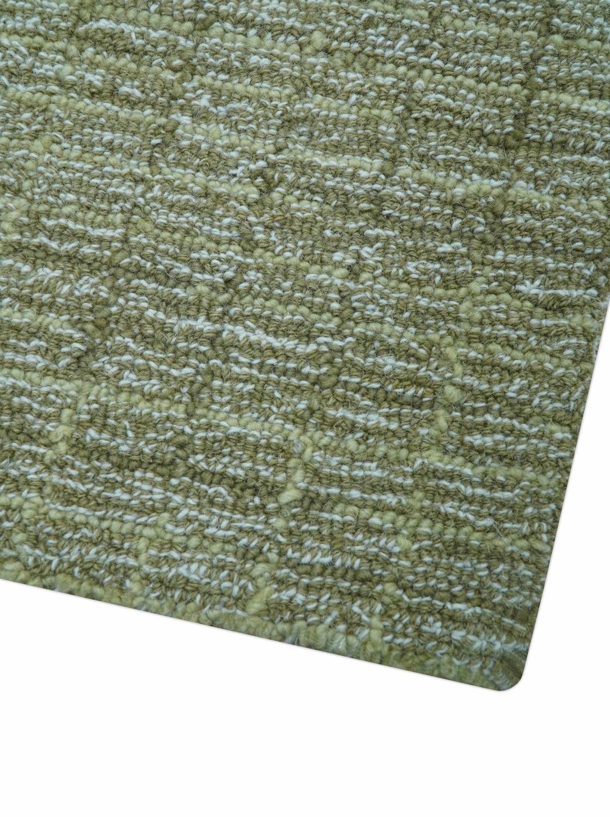 Custom Made Olive and Beige Modern Style Hand Tufted Wool Rug
