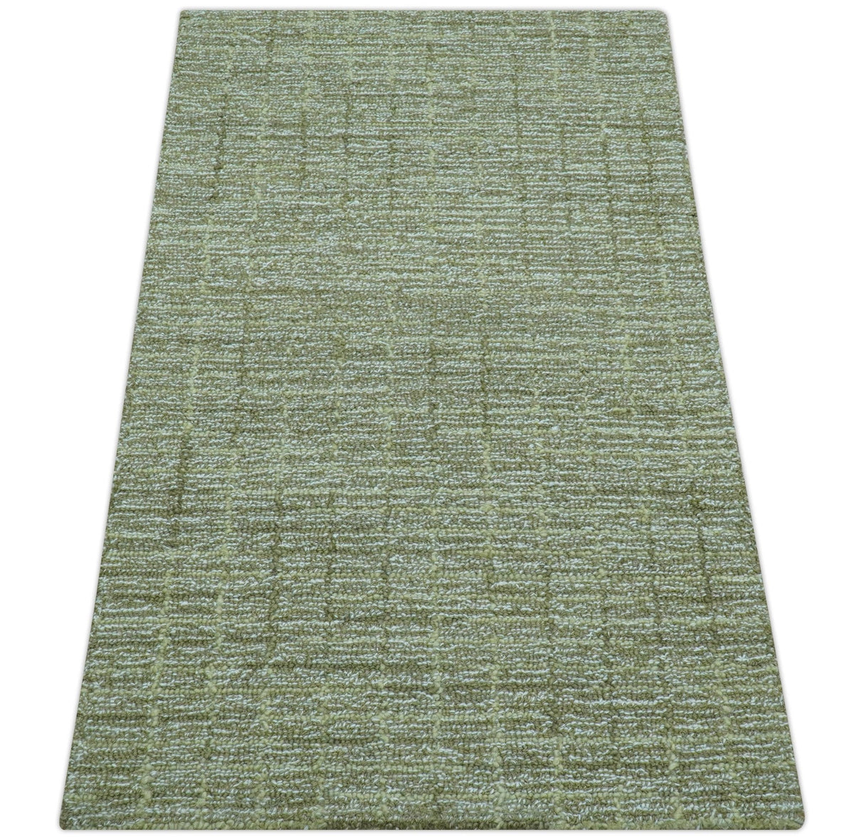 Custom Made Olive and Beige Modern Style Hand Tufted Wool Rug