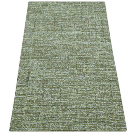 Custom Made Olive and Beige Modern Style Hand Tufted Wool Rug