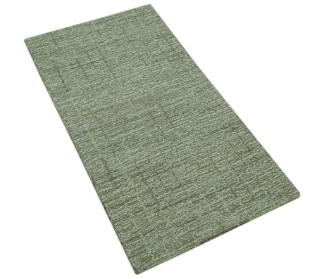 Custom Made Olive and Beige Modern Style Hand Tufted Wool Rug