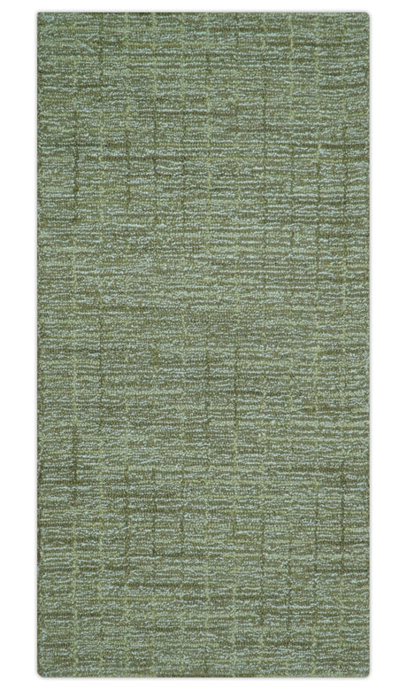 Custom Made Olive and Beige Modern Style Hand Tufted Wool Rug