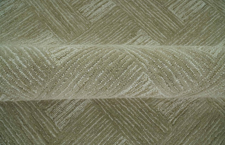 Custom Made Olive and Ivory Modern Geometrical Hand Tufted wool rug