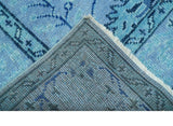 Custom Made Oriental Design Blue Hand Knotted Wool Rug