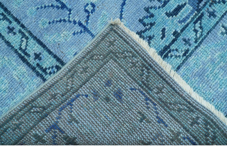 Custom Made Oriental Design Blue Hand Knotted Wool Rug