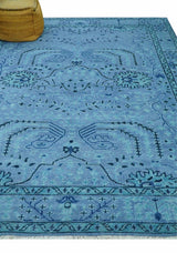 Custom Made Oriental Design Blue Hand Knotted Wool Rug