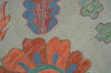 Custom Made Oriental Uzbek Design Floral Beige Hand Tufted Wool Area Rug