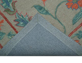 Custom Made Oriental Uzbek Design Floral Beige Hand Tufted Wool Area Rug