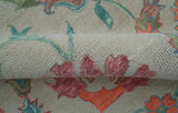 Custom Made Oriental Uzbek Design Floral Beige Hand Tufted Wool Area Rug