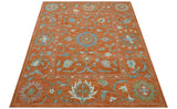 Custom Made Oriental Uzbek Design Floral Rust Hand Tufted Wool Area Rug