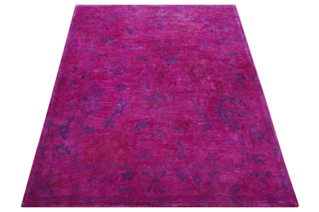 Custom Made Overdyed Pink Traditional Oushak Hand Tufted Wool Area Rug