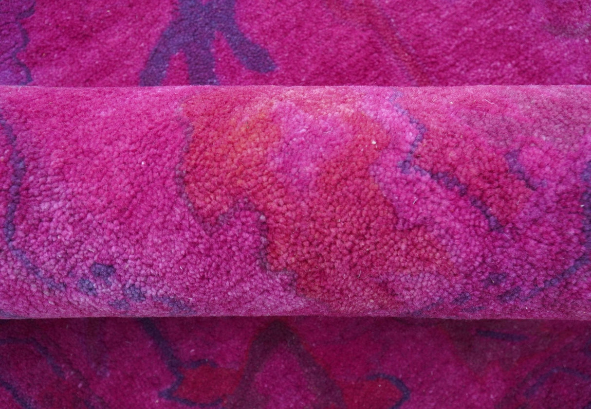Custom Made Overdyed Pink Traditional Oushak Hand Tufted Wool Area Rug