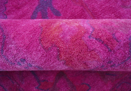 Custom Made Overdyed Pink Traditional Oushak Hand Tufted Wool Area Rug