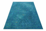Custom Made Overdyed Traditional Oushak Blue Hand Tufted Wool Area Rug