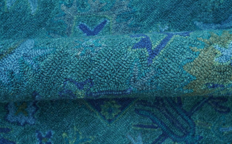 Custom Made Overdyed Traditional Oushak Blue Hand Tufted Wool Area Rug