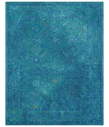 Custom Made Overdyed Traditional Oushak Blue Hand Tufted Wool Area Rug