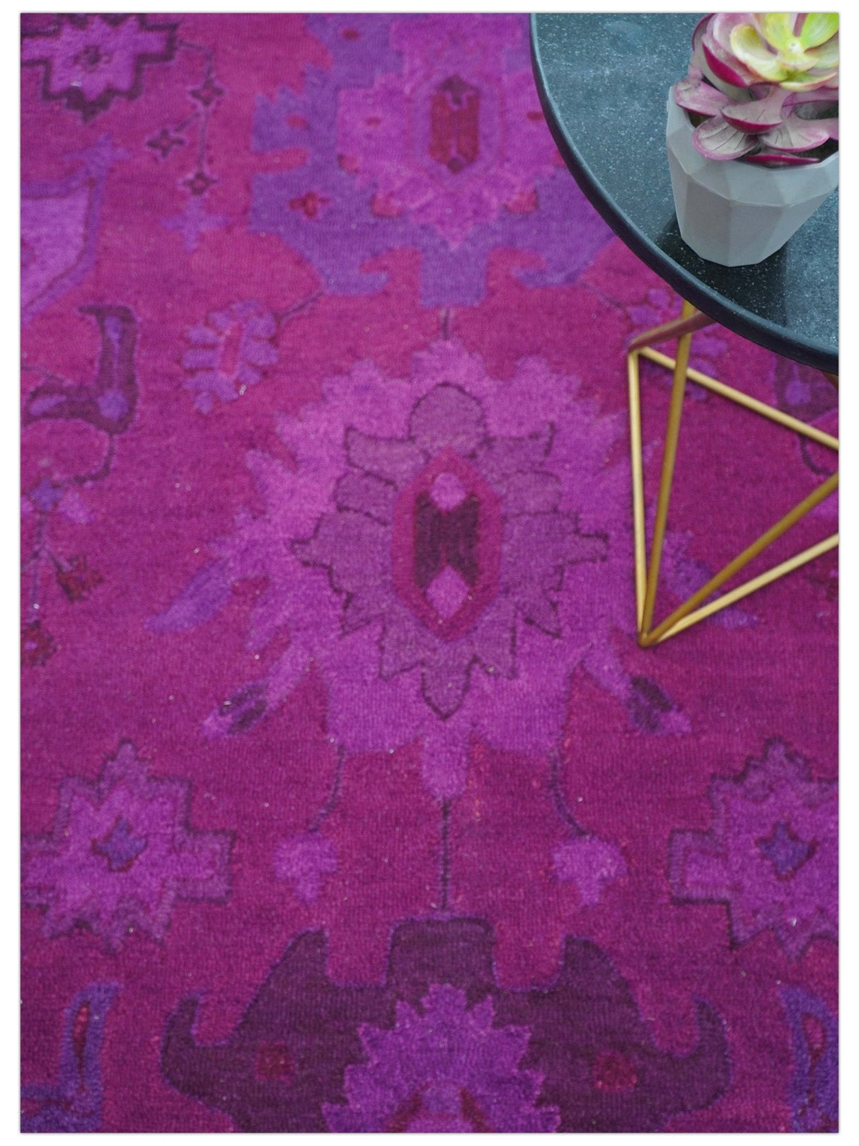 Custom Made Overdyed Traditional Oushak Purple Hand Tufted Wool Area Rug