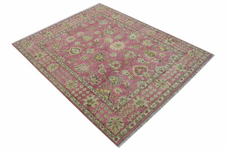 Custom Made Pink and Beige Oushak Hand Knotted Wool Rug