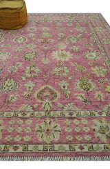 Custom Made Pink and Beige Oushak Hand Knotted Wool Rug