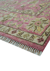 Custom Made Pink and Beige Oushak Hand Knotted Wool Rug