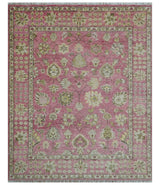 Custom Made Pink and Beige Oushak Hand Knotted Wool Rug