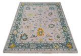Custom Made Pink and Gray Hand knotted Traditional Oushak wool Area Rug