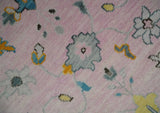 Custom Made Pink and Gray Hand knotted Traditional Oushak wool Area Rug