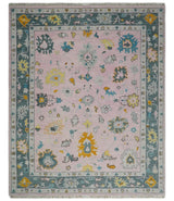 Custom Made Pink and Gray Hand knotted Traditional Oushak wool Area Rug