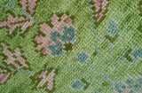 Custom Made Pink And Green Traditional Floral Motifs Design Hand Knotted wool area rug